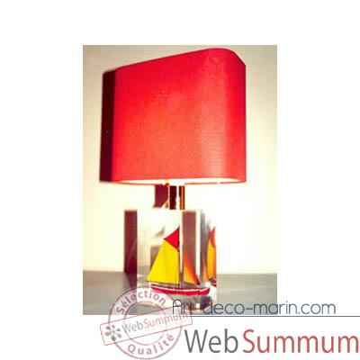 Mini Lampe Petite Barque rouge-Jaune Abat-jour Rectangle Rouge -78