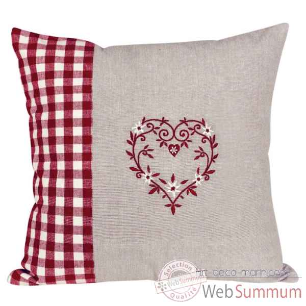 Coussin 40 x 40 \\\"collection campagne coeur\\\" Antic Line -SEB12602