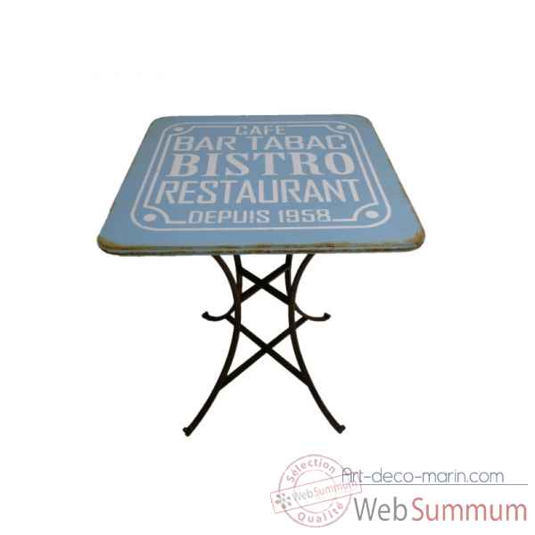 Table de pub bleue vintage Antic Line -SEB13538
