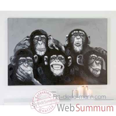 Peinture a l\'huile \"funny apes\" Casablanca Design -31895