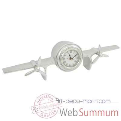 Pendulette de bureau avion alu - 50x9xh.14 cm Produits marins Web Summum -0100
