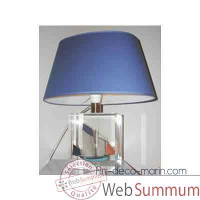 Petite Lampe Chaloupe Can 23 Bleu Abat-jour Ovale Bleu Fonce-85-1