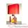 Mini Lampe Petite Barque rouge-Jaune Abat-jour Rectangle Rouge -78