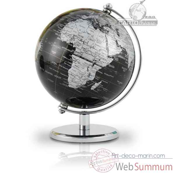 Globe 13 cm noir et argent metal poli cartotheque egg -CAEGL13NOI