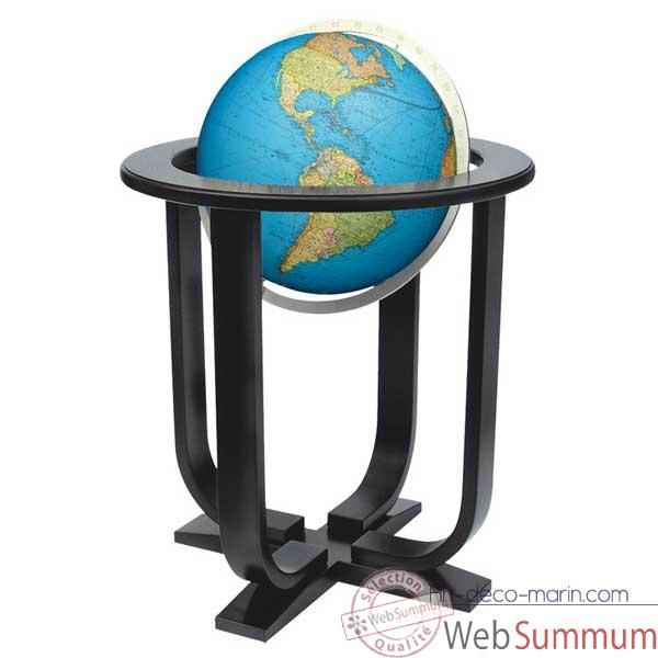 Video Globe geographique Colombus lumineux - modele Prestige  - sphere 40 cm, meridien metal aluminium-CO2040501