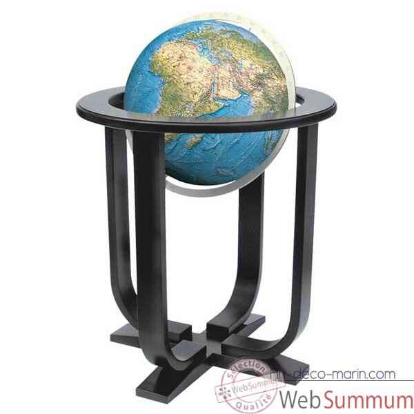 Globe geographique Colombus lumineux - modele Prestige  - sphere 40 cm - meridien metal aluminium-CO2140501