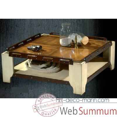Table basse de \'Pont\' petit modele, avec patine, epoque 19eme - 100 x 34 x 100 cm - CA-002pc