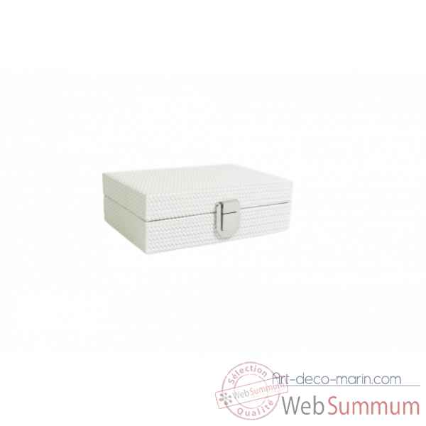 Coffret dominos cuir couture blanc -DOM06-bl -1