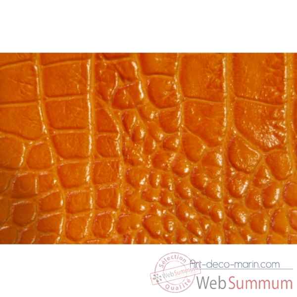 Piste de des cuir effet crocodile orange -P102C-o -2
