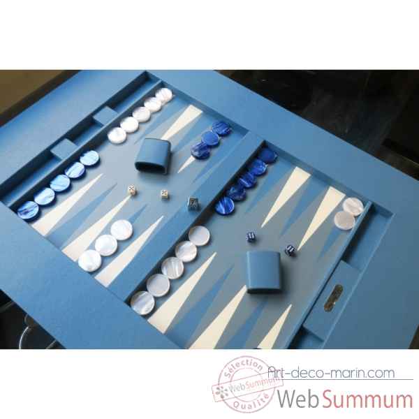 Table de backgammon cuir buffle bleu -TAB1001C-b -3