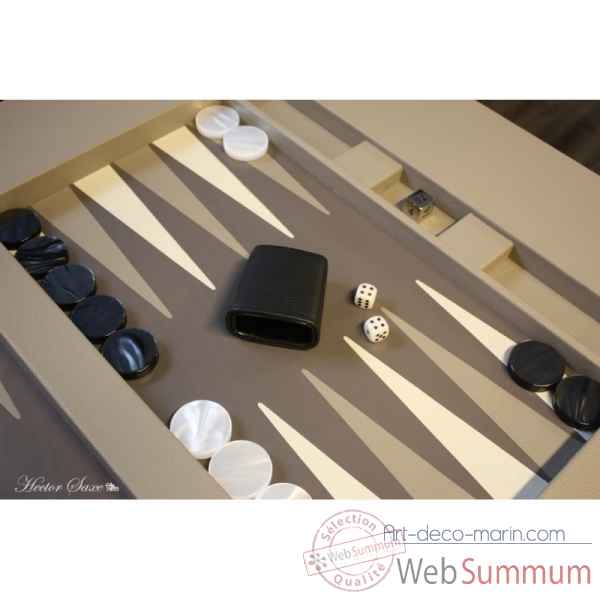 Table de backgammon cuir buffle grise -TAB1001C-g -3