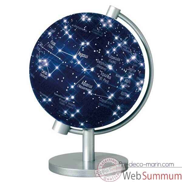 Mini-Globe géographique Stellanova lumineux- modèle en Français-Latin Sphère 13 illuminé étoiles-SL13IETOIL217746
