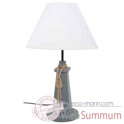 Lampe club nautique grise bois cordage - h:50cm Produits marins Web Summum -2936