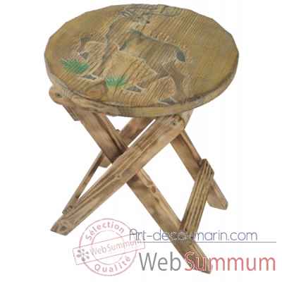 Tabouret pliant cerf en bois, h : 45 cm Produits marins Web Summum -1510
