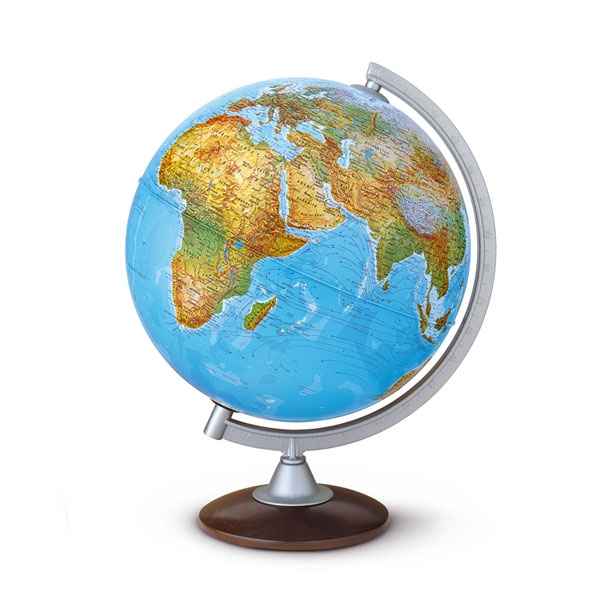 Globe de bureau - Atlantis 25 - Globe geographique lumineux - Cartographie double effet : physique eteint, politique allume - diam 25 cm - hauteur 35 cm