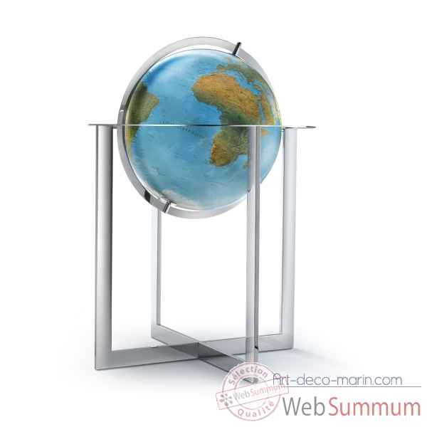 Globe lumineux STEEL double cartographie 50 cm Support Acier Chrome