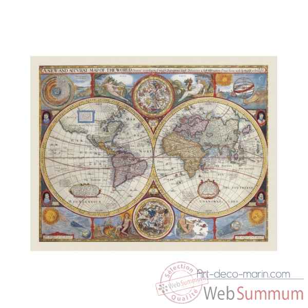 Carte avec cartographie et illustrations d\'epoque Zoffoli -Art.3231