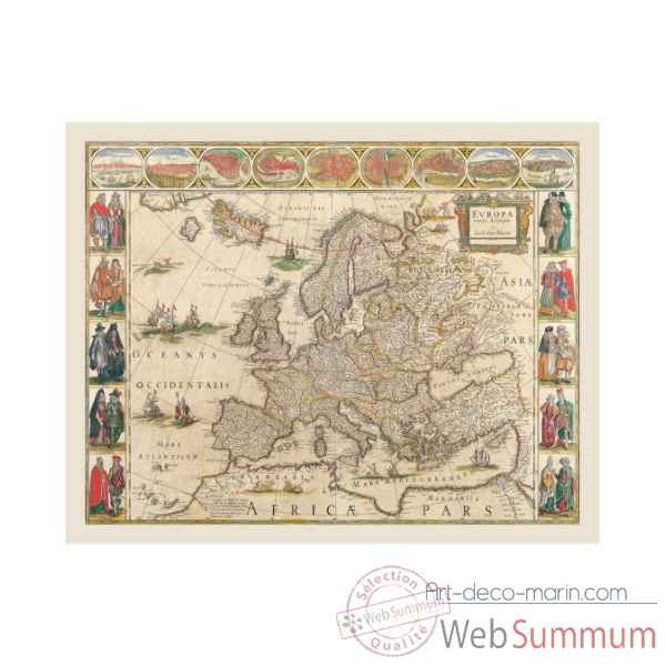 Carte de l\'europe en parchemin vieilli Zoffoli -Art.3351